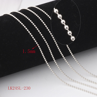 Chaîne à billes minimaliste S925 en argent Sterling 1.2mm 1.5mm 2.3mm 3mm chaîne de perles chaîne de collier semi-finie pour la fabrication de bijoux à bricoler soi-même