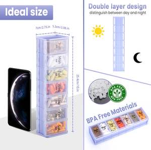 Pastillero para 2 Tomas Diarias, Pastillero de Doble Capa para 7 Días, Estuche para Pastillas de Gran Capacidad para Aceite de Pescado, Vitaminas y Medicamentos Diarios - Product Image 4