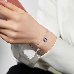 Pulsera de Plata de Ley 925 Dylam, Pulsera de Cadena con Eslabones de Ojos Azules, Joyería de Cumpleaños, Regalo Religioso para Mujeres y Niñas - Product Image 3