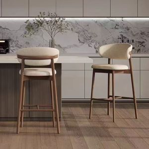 Modern Bar <b>Stool</b> with Footrest Soft Upholstered Seat Solid Wood Frame Eco-Friendly for <b>Dining</b> Rooms Living Rooms Outdoor <b>Dining</b> - Product Image 2