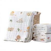 Serviette en gaze de coton pur pour bébé, 6 couches, classe A, couverture de bain pour nourrisson, douce, imprimé dessin animé
