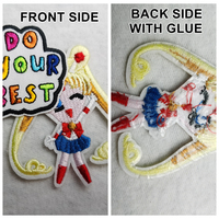 Listo para enviar parche bordado personalizado Anime lindo Sailor Moon Bear bordado personalizado hierro en parches para bolso sombrero de moda Casual