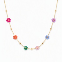 Kalung Resin Bunga Buatan Tangan Siap Kirim Grosir, Lapis Emas 18K, Baja Anti Karat, Perhiasan Fashion Wanita, Desain Trendi Terbaru