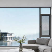Ventanas Abatibles Modernas para Casa, Apartamento, Cocina, Villa, de Aluminio, Doble Acristalamiento, Vidrio Templado Transparente, Bajo Consumo Energético