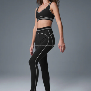Leggings côtelés sans couture de haute qualité pour le yoga et le pilates d'été, avec haut - Ensemble 2 pièces pour femmes - Product Image 4