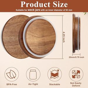 Tapón de Botella Ecológico de Madera de Acacia con Sello de Silicona para <span class=keywords><strong>Frascos</strong></span> - Product Image 3
