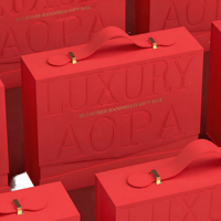 Boîte cadeau rigide rouge personnalisée en papier recyclable avec estampage à chaud doré, revêtement UV, doublure en éponge et fermeture magnétique, ensemble cadeau sac à main