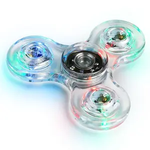 SpinningTOP Kids Toy Colorful Glowing LED Flash Light Hand Spinner RGB LED Crystal Fidget Spinner Finger Stress Release EDC