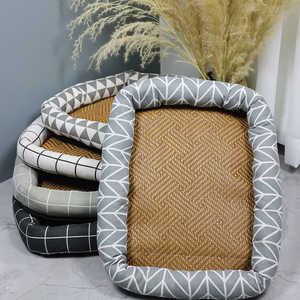 Sommer kühlung Haustier bett mit Rattan matte Quadratischer Druck Kratz feste Katzen-und Hunde bett matte Sommer kühlung Haustier matten & Pads - Product Image 4