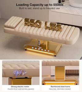 Luxury Electric Lash Bed Set with Half-Moon Light <b>Stool</b> Trolley for Eyelash Extension Beauty Spa Bed - Product Image 6
