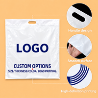 Sacs de courses en plastique personnalisés en gros, imprimés, recyclables, avec poignée découpée, pour cadeaux, courses, promotion commerciale et de vacances