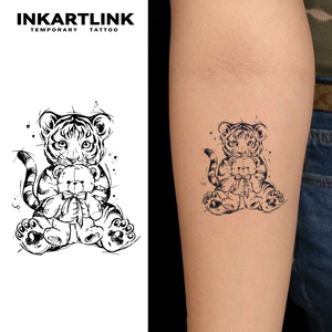 Tatuaje Temporal de Oso Tigre Bebé, Adhesivo de Tatuaje Herbal, Resistente al Agua, Larga Duración (15 Días), Arte Corporal Semipermanente para Brazo y Pierna - Product Image 1