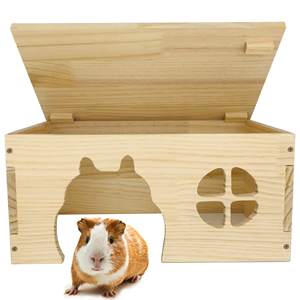 Casa de madera para hámster, casa para conejos, escondite bajo para conejos, cueva de madera para animales pequeños - Product Image 1
