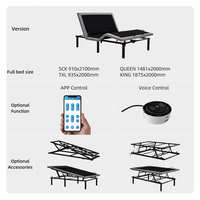 Cadre de lit de jeu moderne inclinable électrique avec lumières LED intelligentes et mode TV pour tailles Twin XL/Queen/King/Full