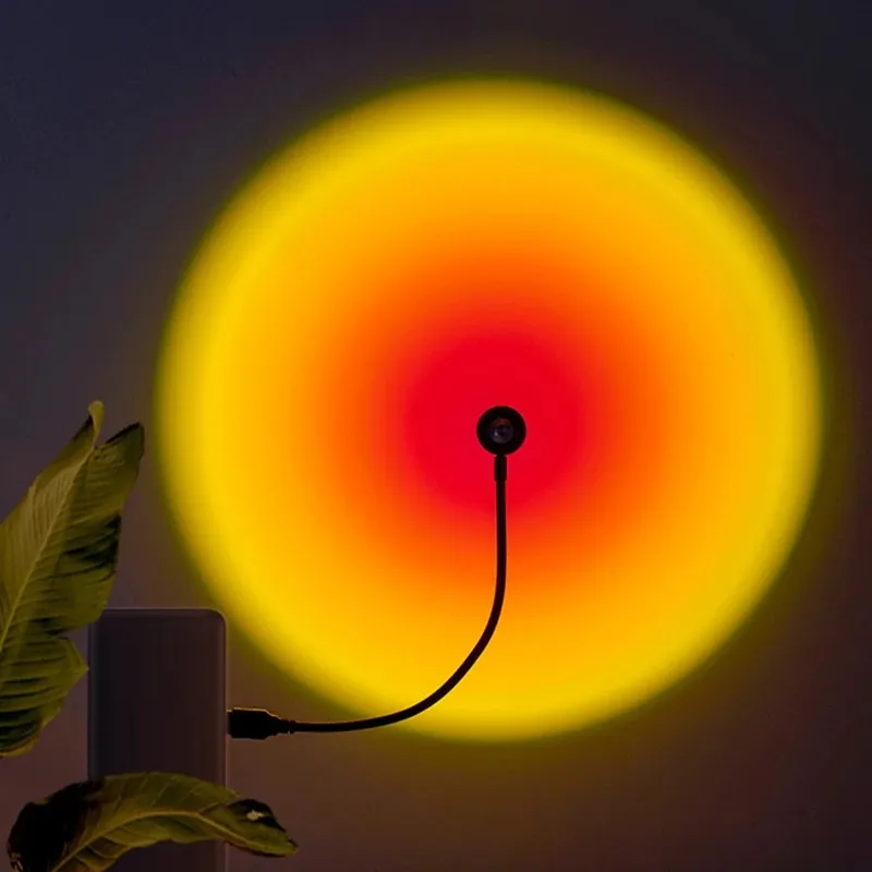 Projecteur de luminosité d'atmosphère coucher de soleil arc-en-ciel USB coloré Rotation de 360 degrés lampes de coucher de soleil portables