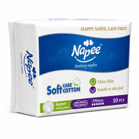 Serviette hygiénique ultra-fine Napee avec ailettes 290 mm pour usage diurne, protection anti-fuites, coton respirant, jetable, vente en gros OEM