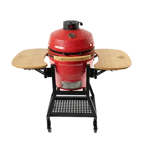 KIMSTONE 2023 yeni varış 18 inç kırmızı Kamado ızgara seramik Bbq barbekü sobası ızgara taşınabilir Pizza fırını yumurta