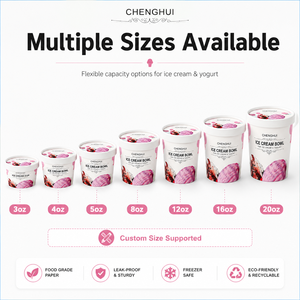 Coppette di Carta Usa e Getta per <span class=keywords><strong>Gelato</strong></span> con Coperchi, Ciotole Personalizzate per Yogurt, Confezioni Ecologiche per Dessert Surgelati da Asporto - Product Image 5