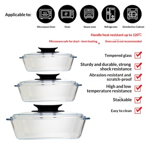 Bandeja de Vidrio Rectangular Templado Resistente al Calor Hxglass con Tapa, Apta para <span class=keywords><strong>Horno</strong></span> y <span class=keywords><strong>Microondas</strong></span>, Accesorios de Cocina, Utensilios de Cocina - Product Image 2