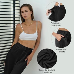 Women's Lounge Pants Soft <b>Flowy</b> Long Bottoms Drawstring Pockets Multi Colors Breathable Casual Wear - Product Image 4