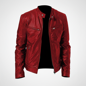 เสื้อแจ็คเก็ตหนังแกะแท้สีดำมีฮู้ด ผ้าฝ้าย 100% เป็นมิตรกับสิ่งแวดล้อม สไตล์ไฮสตรีท สำหรับฤดูหนาว อุ่นสบาย มีซิป สำหรับผู้ชาย - Product Image 1