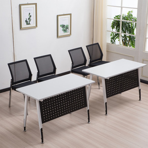 Conference <b>Chair</b> Mesh Back Black Fabric Stackable No Armrests Electroplated Frame JM-5370 - Product Image 4