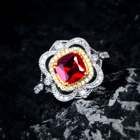 Luxe Rétro Bijoux De Luxe Simulation De Luxe Mozambique Pigeon Sang Rouge Rubis Anneaux Iris Conception Argent Couleur Anneau Pour Les Femmes