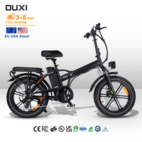 Vélos électriques pliants tout-terrain OUXI V9 avec suspension intégrale, pneus larges 250W, pour ville et montagne, disponibles en entrepôts UE, États-Unis, Royaume-Uni