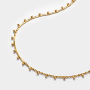 YF4176 Collana Girocollo alla Moda Placcata <span class=keywords><strong>Oro</strong></span> 18k, Antiossidante <span class=keywords><strong>e</strong></span> Impermeabile, con Catena a Grani Minimalista in Acciaio Inossidabile - Product Image 2