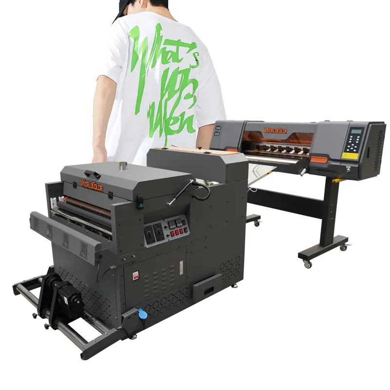 Fabricación profesional A1 DTF impresora 60cm 2 cabezales impresora de inyección de tinta 60cm DTF impresora para camisetas muestras gratis