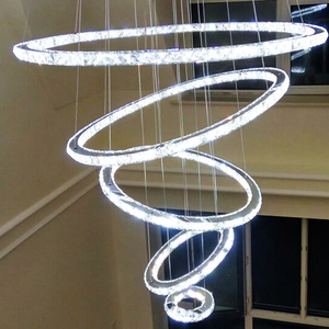 Zeal Lighting 2-Ring LED Crystal Popular Iron and Raindrop Glass <b>3</b>-<b>light</b> Hanging <b>Pendant</b> <b>Light</b> Chandelier - Product Image 5