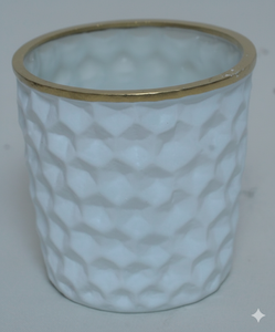 Porte-bougie moderne en verre blanc avec élégant rebord doré, support décoratif de luxe pour bougies votives et chauffe-plat, idéal pour mariage et décoration de table à la maison - Product Image 4