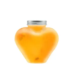 PET plastic clear heart shape container empty tea nut snacks storage jar plastic cute candy jar