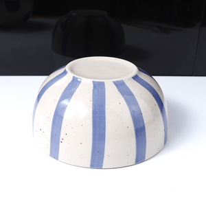 Ensemble de vaisselle à bande bleue faite à la main, 16 pièces, assiettes en céramique peintes à la main, vaisselle avec bordure en terre cuite - Product Image 4