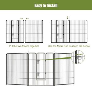 Parc pour chien robuste de grande taille, clôture modulaire à 8 panneaux avec porte autobloquante, cadre épaissi pour animaux de compagnie, utilisation intérieure et extérieure - Product Image 4