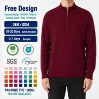 Herren Viertelreißverschluss-Pullover Trichterkragen Strickpullover Kastanienbraun Burgunderrot Fein Gestrickt Warm Winter OEM ODM Individuelles Logo