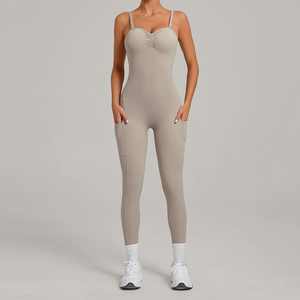 Macacão Esportivo Feminino PASUXI para <span class=keywords><strong>Yoga</strong></span>, Controle de Barriga, Corrida e Fitness com Bolsos e Efeito Levanta Bumbum - Product Image 5