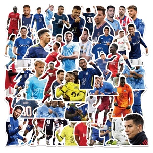 50 autocollants de collection de stars du football mondiales célèbres, DIY, <span class=keywords><strong>Ronaldo</strong></span>, Messi, pour club de football - Product Image 1