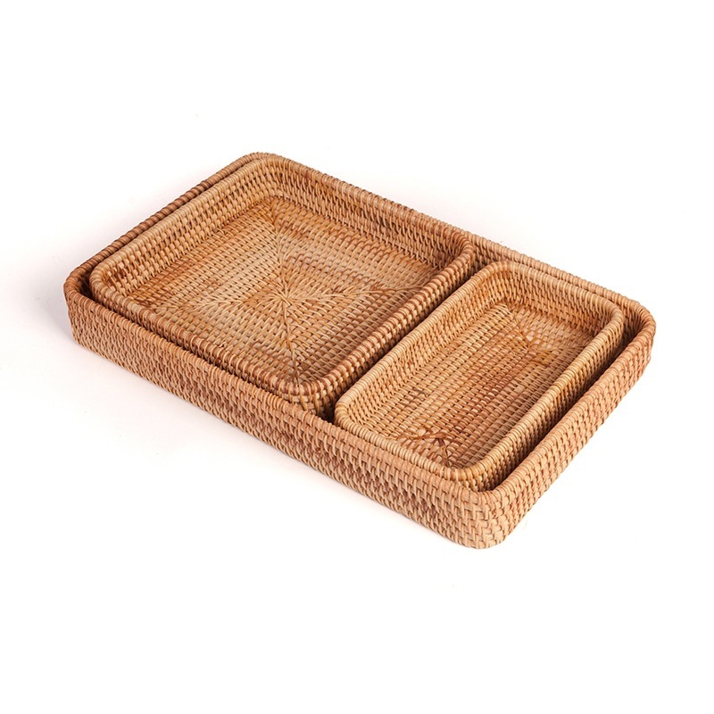 Плетеная бамбуковая плетеная квадратная корзина для пикника, фруктов, другие лотки для хранения, корзины