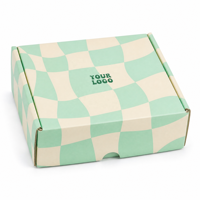 Boîte d'expédition en carton ondulé à motif damier ondulé vert sauge, boîte personnalisée avec logo pour vêtements, cadeaux, cosmétiques