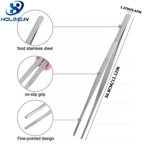 <span class=keywords><strong>Pince</strong></span> à épiler <span class=keywords><strong>en</strong></span> acier inoxydable avec logo personnalisé argent longue ligne droite <span class=keywords><strong>pince</strong></span> à barbecue outil de cuisine 30cm - Product Image 2