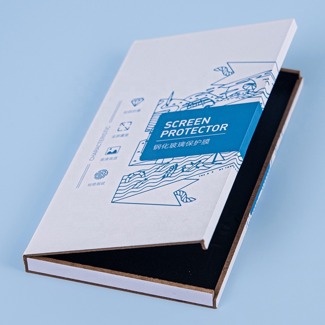 Custom Full Color Printed Flip-Top Screen Protector Paper Packaging Box Custom Shockproof Paper Flip-Top Packaging Box