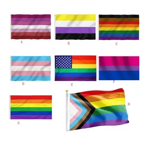 Progres kebanggaan bendera pelangi 3x5 luar ruangan Fly Breeze komunitas LGBT Gay Lesbian Transgender biseksual spanduk bendera tahan pudar