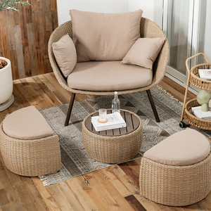 Ensemble de meubles de toit véranda <span class=keywords><strong>rotin</strong></span> pouf jardin <span class=keywords><strong>salon</strong></span> simple canapé table d'appoint - Product Image 1