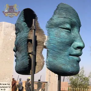 큰 정원 던지기 청동 금속 예술 인간적인 얼굴 조경 조각품 동상 추상적인 현대 청동 3D 벽 얼굴 조각품
