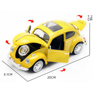 Modèle YZ 1:24, modèle réduit en alliage vintage hautement détaillé, portes, capot et coffre ouvrables, lumières et sons, voiture classique Beetle à tirer en arrière, à partir de 3 ans - Product Image 3