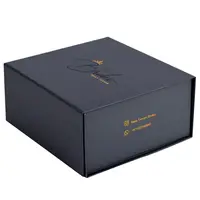 Индивидуальный Золотой логотип горячего тиснения большой черный магнитный складной упаковочный Подарочный ящик для упаковки