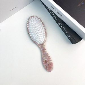Peluquería Airbag Oval Detangling Hair Comb Brush Acetato Celulosa con cojín de aire Almohadillas para dientes Tortoiseshell Hair Brush - Product Image 5