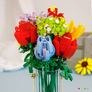 Blocs de construction en plastique, bricolage créatif, jouet éducatif pour enfant, décoration, fleurs - Product Image 4
