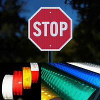 Feuille réfléchissante autocollante haute visibilité EN12899 Classe 2, matériau réfléchissant de haute intensité, vinyle pour les panneaux de signalisation